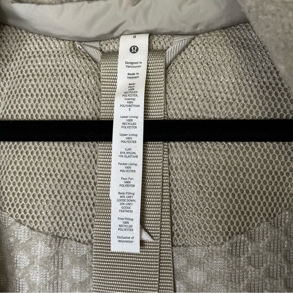 Lululemon Snow Warrior Long Parka in Raw Linen Size 8 - Picture 10 of 14